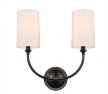 Innovations Lighting 372-2W-BK-S1 - Giselle - 2 Light - 15 inch - Matte Black - Sconce