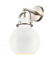  410-1W-SN-M410-8W - Newton Sphere - 1 Light - 8 inch - Satin Nickel - Sconce