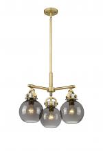  410-3CR-BB-G410-7SM - Newton Sphere - 3 Light - 21 inch - Brushed Brass - Pendant