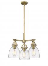 Innovations Lighting 410-3CR-BB-G412-7SDY - Newton Bell - 3 Light - 21 inch - Brushed Brass - Pendant