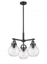  410-3CR-BK-G410-7CL - Newton Sphere - 3 Light - 21 inch - Matte Black - Pendant