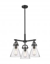  410-3CR-BK-G411-7CL - Newton Cone - 3 Light - 21 inch - Matte Black - Pendant