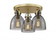 Innovations Lighting 410-3F-BB-G412-7SM - Newton Bell - 3 Light - 18 inch - Brushed Brass - Flush Mount