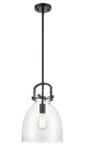 Innovations Lighting 412-1S-BK-10CL-LED - Newton Bell - 1 Light - 10 inch - Matte Black - Stem Hung - Mini Pendant