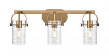  423-3W-BB-G423-7DE - Pilaster II Cylinder - 3 Light - 25 inch - Brushed Brass - Bath Vanity Light