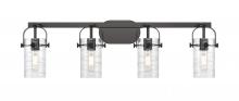  423-4W-BK-G423-7DE - Pilaster II Cylinder - 4 Light - 35 inch - Matte Black - Bath Vanity Light