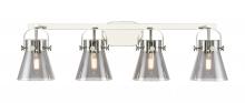 Innovations Lighting 423-4W-PN-G411-6SM - Pilaster II Cone - 4 Light - 37 inch - Polished Nickel - Bath Vanity Light