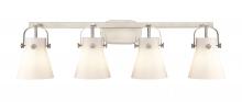 Innovations Lighting 423-4W-SN-G411-6WH - Pilaster II Cone - 4 Light - 37 inch - Satin Nickel - Bath Vanity Light