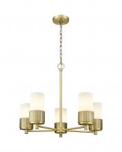 Innovations Lighting 428-5CR-BB-G428-7WH - Bolivar - 5 Light - 25 inch - Brushed Brass - Chain Hung - Chandelier