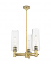  434-3CR-BB-G434-12CL - Crown Point - 3 Light - 18 inch - Brushed Brass - Pendant