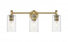  434-3W-BB-G434-7CL - Crown Point - 3 Light - 24 inch - Brushed Brass - Bath Vanity Light