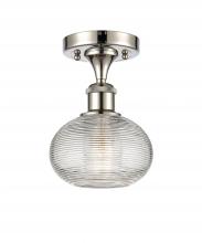 Innovations Lighting 516-1C-PN-G555-6CL - Ithaca - 1 Light - 6 inch - Polished Nickel - Semi-Flush Mount