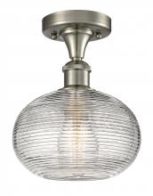 Innovations Lighting 516-1C-SN-G555-8CL - Ithaca - 1 Light - 8 inch - Brushed Satin Nickel - Semi-Flush Mount