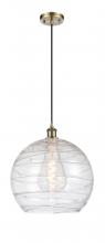  516-1P-AB-G1213-14 - Athens Deco Swirl - 1 Light - 14 inch - Antique Brass - Cord hung - Pendant