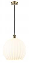 Innovations Lighting 516-1P-AB-G1217-14WV - White Venetian - 1 Light - 14 inch - Antique Brass - Cord Hung - Pendant