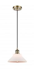  516-1P-AB-G131 - Orwell - 1 Light - 8 inch - Antique Brass - Cord hung - Mini Pendant