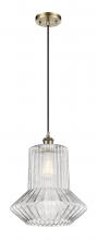  516-1P-AB-G212-LED - Springwater - 1 Light - 12 inch - Antique Brass - Cord hung - Mini Pendant