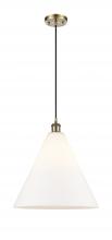 Innovations Lighting 516-1P-AB-GBC-161-LED - Berkshire - 1 Light - 16 inch - Antique Brass - Cord hung - Pendant