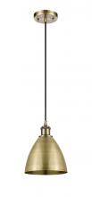 Innovations Lighting 516-1P-AB-MBD-75-AB - Bristol - 1 Light - 8 inch - Antique Brass - Cord hung - Mini Pendant