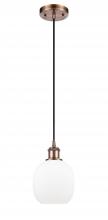  516-1P-AC-G101-LED - Belfast - 1 Light - 6 inch - Antique Copper - Cord hung - Mini Pendant