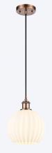 Innovations Lighting 516-1P-AC-G1217-8WV - White Venetian - 1 Light - 8 inch - Antique Copper - Cord Hung - Mini Pendant