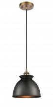  516-1P-BB-M14-BK - Adirondack - 1 Light - 8 inch - Brushed Brass - Cord hung - Mini Pendant