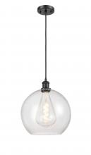 Innovations Lighting 516-1P-BK-G124-12 - Athens - 1 Light - 12 inch - Matte Black - Cord hung - Mini Pendant