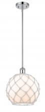  516-1S-PC-G121-10RW - Farmhouse Rope - 1 Light - 10 inch - Polished Chrome - Mini Pendant