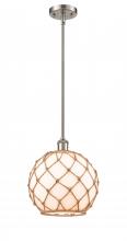  516-1S-SN-G121-10RB - Farmhouse Rope - 1 Light - 10 inch - Brushed Satin Nickel - Mini Pendant