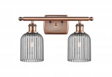  516-2W-AC-G559-5SM - Bridal Veil - 2 Light - 15 inch - Antique Copper - Bath Vanity Light