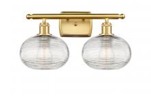  516-2W-SG-G555-8CL - Ithaca - 2 Light - 18 inch - Satin Gold - Bath Vanity Light