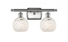  516-2W-SN-G1216-6WM - White Mouchette - 2 Light - 16 inch - Brushed Satin Nickel - Bath Vanity Light