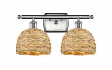 Innovations Lighting 516-2W-SN-RBD-8-NAT - Woven Rattan - 2 Light - 18 inch - Satin Nickel - Bath Vanity Light