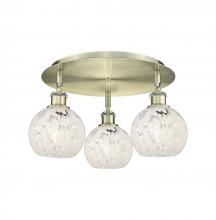  516-3C-AB-G1216-6WM - White Mouchette - 3 Light - 18 inch - Antique Brass - Flush Mount