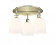  516-3C-AB-G558-6GWH - Bella - 3 Light - 17 inch - Antique Brass - Flush Mount