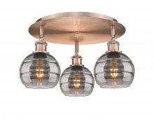 Innovations Lighting 516-3C-AC-G556-6SM - Rochester - 3 Light - 18 inch - Antique Copper - Flush Mount