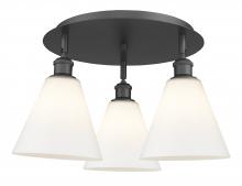 Innovations Lighting 516-3C-BK-GBC-81 - Berkshire - 3 Light - 20 inch - Matte Black - Flush Mount