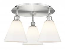 Innovations Lighting 516-3C-SN-GBC-81 - Berkshire - 3 Light - 20 inch - Satin Nickel - Flush Mount