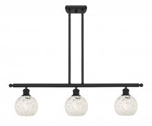  516-3I-BK-G1216-6WM - White Mouchette - 3 Light - 36 inch - Matte Black - Stem Hung - Island Light