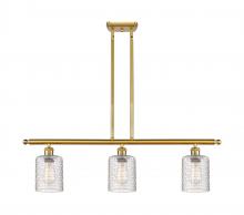  516-3I-SG-G112C-5CL - Cobbleskill - 3 Light - 36 inch - Satin Gold - Cord hung - Island Light