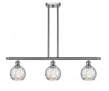  516-3I-SN-G1215-6 - Athens Water Glass - 3 Light - 36 inch - Brushed Satin Nickel - Cord hung - Island Light