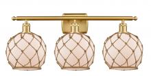  516-3W-SG-G121-8RB - Farmhouse Rope - 3 Light - 28 inch - Satin Gold - Bath Vanity Light