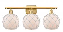  516-3W-SG-G121-8RW - Farmhouse Rope - 3 Light - 28 inch - Satin Gold - Bath Vanity Light