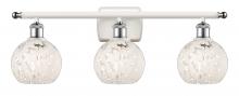  516-3W-WPC-G1216-6WM - White Mouchette - 3 Light - 26 inch - White Polished Chrome - Bath Vanity Light