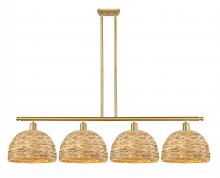 Innovations Lighting 516-4I-SG-RBD-12-NAT - Woven Rattan - 4 Light - 50 inch - Satin Gold - Multi Pendant