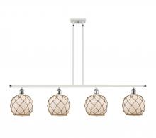  516-4I-WPC-G121-8RB - Farmhouse Rope - 4 Light - 48 inch - White Polished Chrome - Cord hung - Island Light