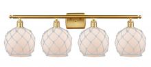 Innovations Lighting 516-4W-SG-G121-8RW - Farmhouse Rope - 4 Light - 38 inch - Satin Gold - Bath Vanity Light