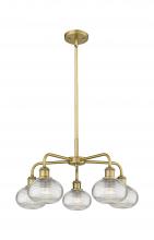 Innovations Lighting 516-5CR-BB-G555-6CL - Ithaca - 5 Light - 24 inch - Brushed Brass - Chandelier