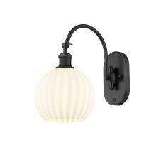  518-1W-BK-G1217-8WV - White Venetian - 1 Light - 8 inch - Matte Black - Sconce