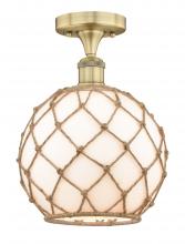  616-1F-BB-G121-10RB - Farmhouse Rope - 1 Light - 10 inch - Brushed Brass - Semi-Flush Mount